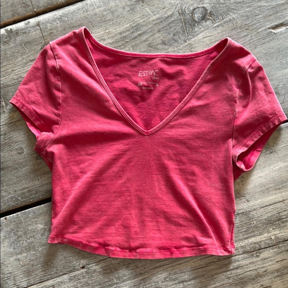 PacSun Pink Fitted Crop T-Shirt